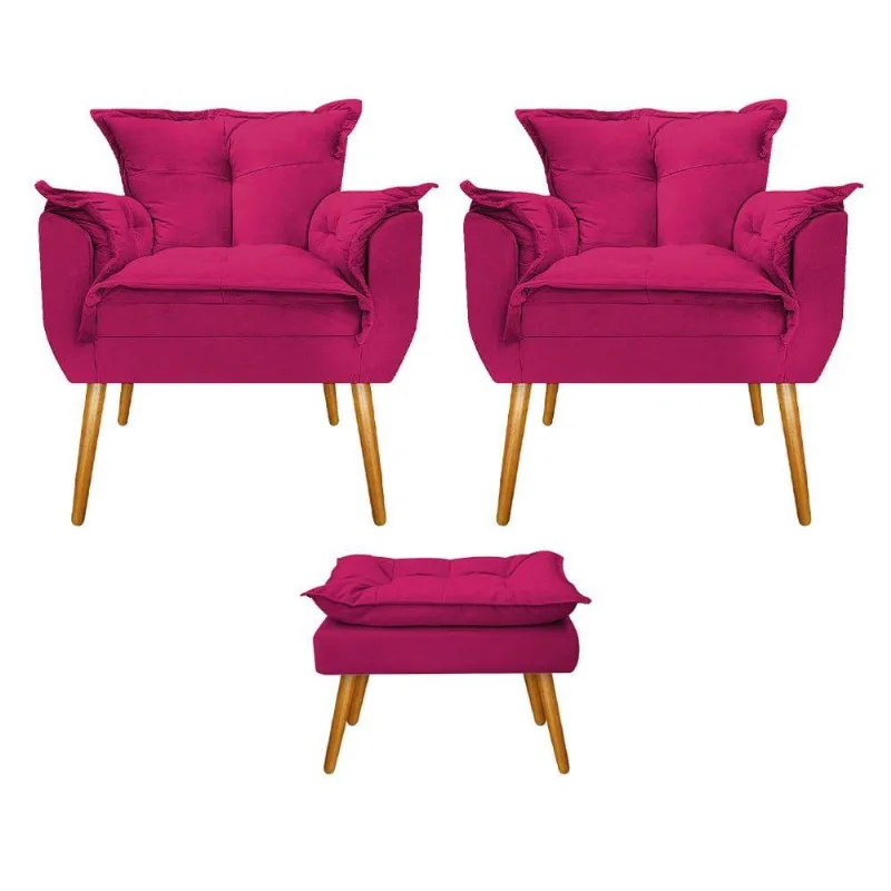 Kit 02 Poltronas E Puff Opala Mel Pink