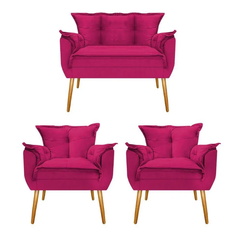 Kit Namoradeira 2 Poltronas Suede Pink