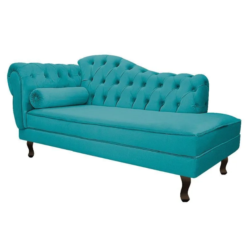 Recamier Diana 140cm Lado Direito Suede Azul Turquesa