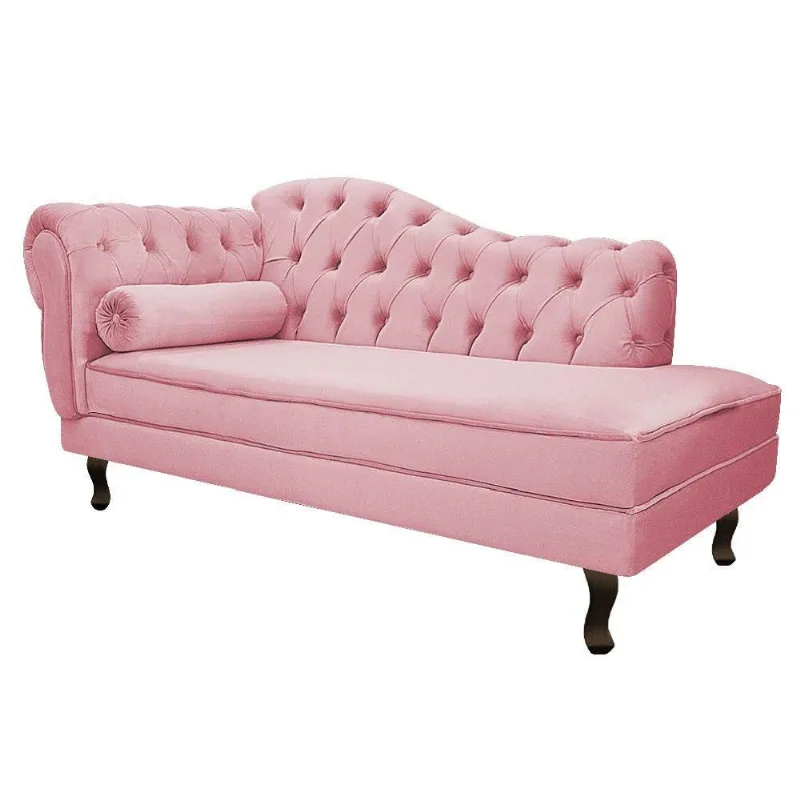 Recamier Diana 160cm Lado Direito Suede Rosa Bebê Doce Sonho