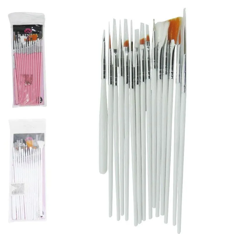 Pincel Para Unha Cabo Plastico Colors 15 Pecas