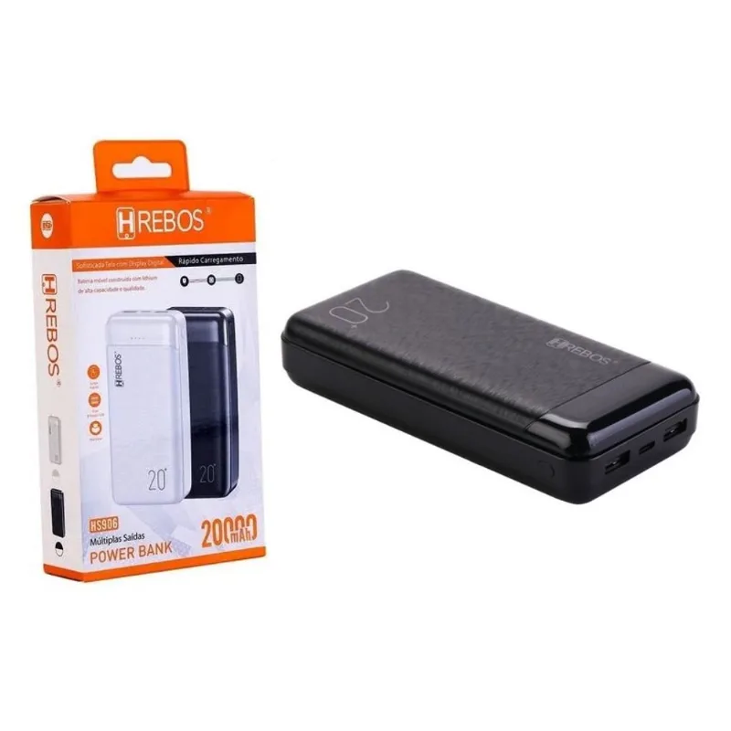 Carregador Portátil 20000mah Power Bank Bateria Externa Móvel hrebos HS-906