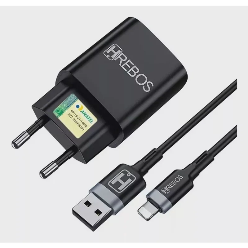 Kit Carregador Power Turbo Compatíel com Iphone Hrebos HS-183i