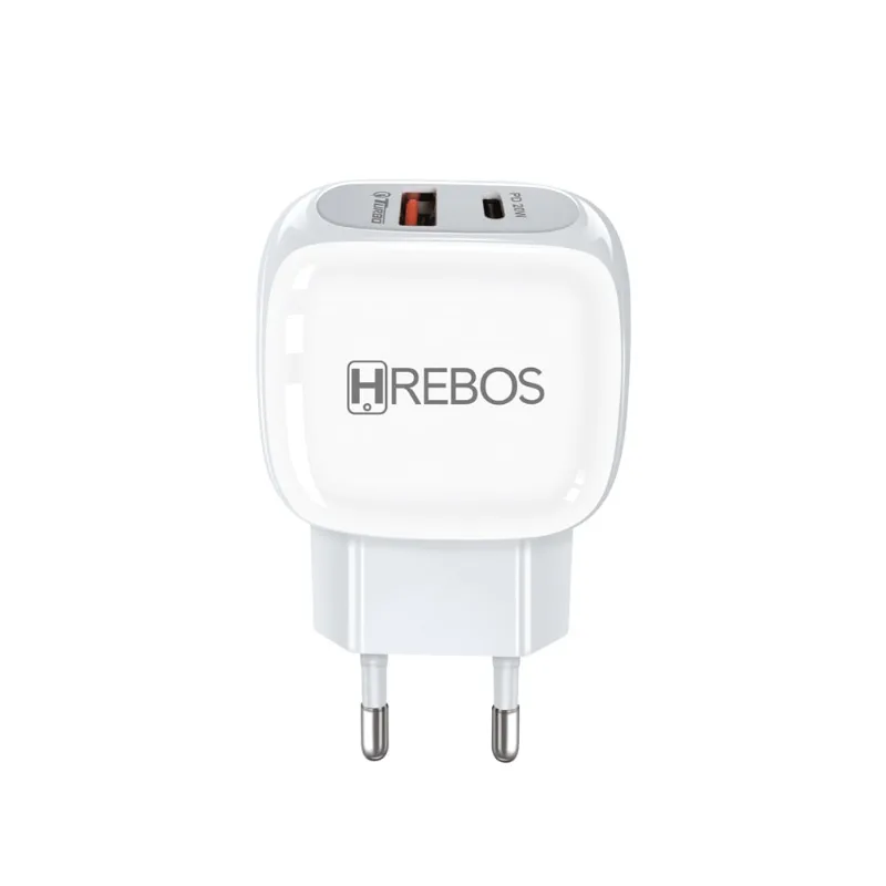 Fonte Carregador Power Turbo 20W Dual USB e Tipo-C Hrebos HS-306
