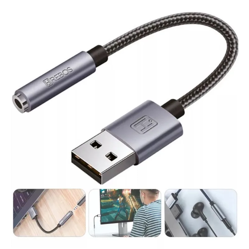Adaptador Usb P3 Fone Microfone 3.5Mm Pc Notebook