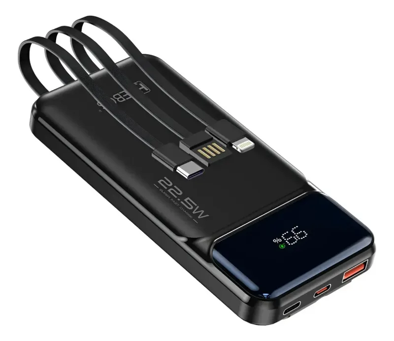 Carregador Portátil Power Bank Turbo 10000mah 22.5w Digital Preto