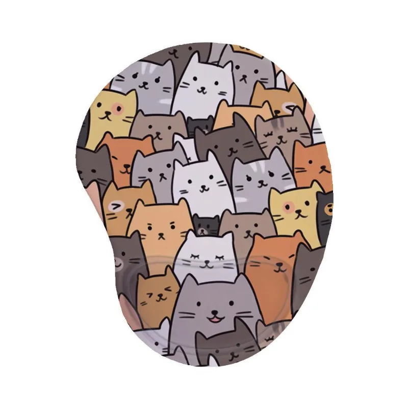Mouse Pad Ergonômico Apoio Base Gel Wallpaper Gatos 18X18Cm