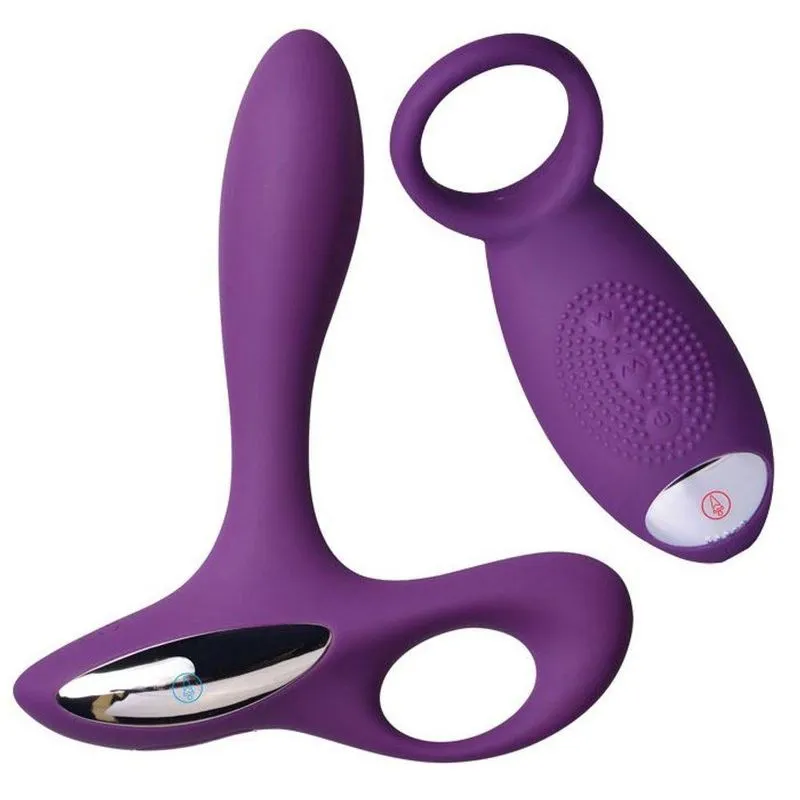 Estimulador De Próstata E Anel Peniano Wireless 10 Vibrações - - Roxo
