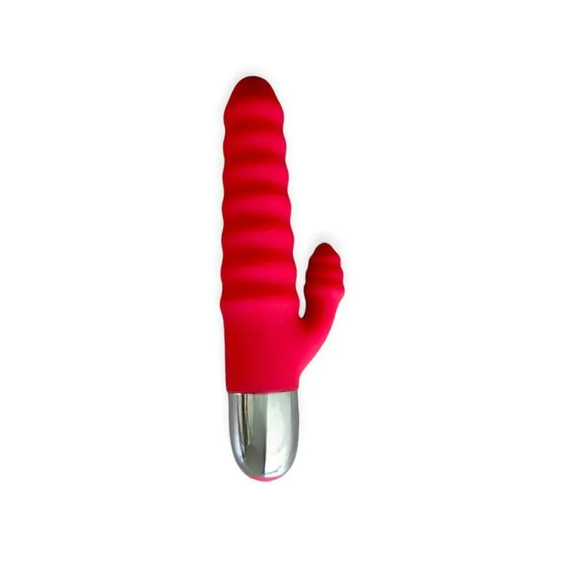 Vibrador Ondulado Com Estimulador 10 Vibrações Twist Coleção Lovetoys Red - Vermelho