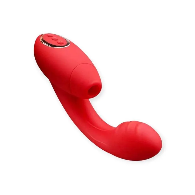 Vibrador Duplo Com Sucção - Coleção Lamour Lovetoys - Vermelho