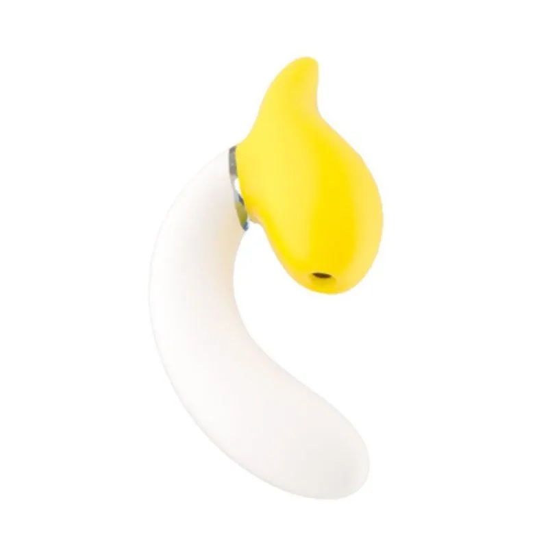 Vibrador Duplo Com Succao Bananan - Lovetoys - Amarelo