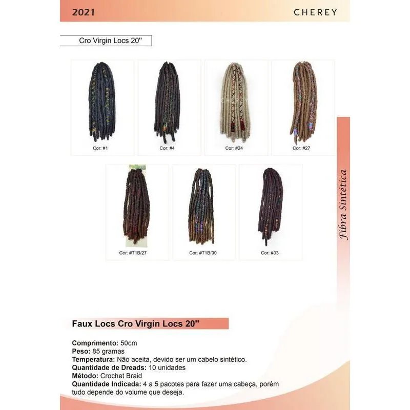 Aplique Cabelos Faux Locks Cro Virgin Fibra Sintética 90g