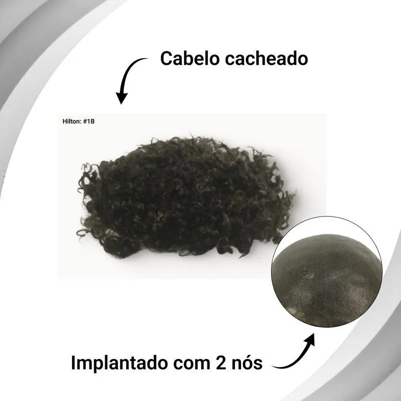 Protese Capilar Masculina Micropele Cacheada Hilton 15cl