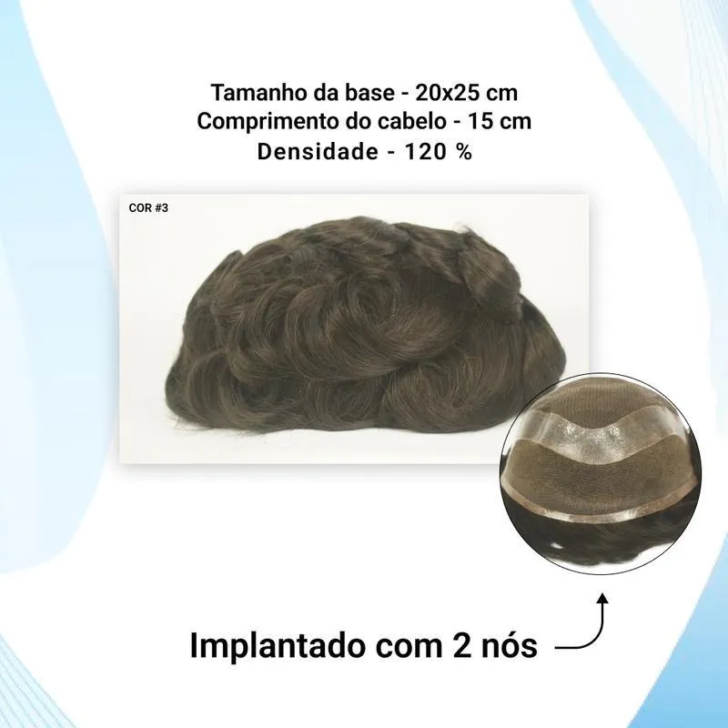 Protese Capilar Hibrida Masculina Hollywood (20x25)