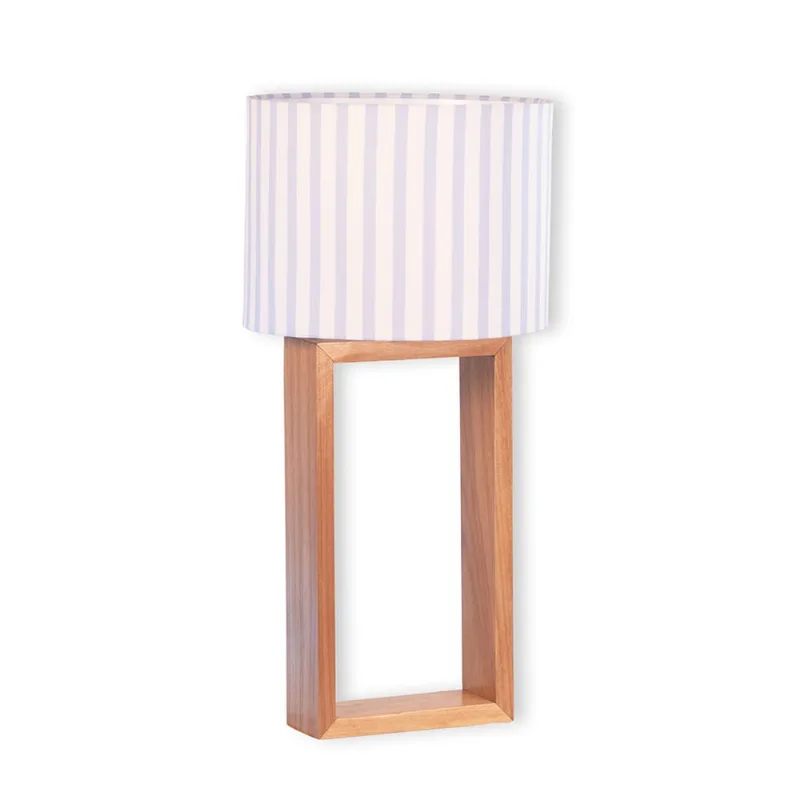 Abajur Wooden Frame Madeira Natural Cúpula Estampado