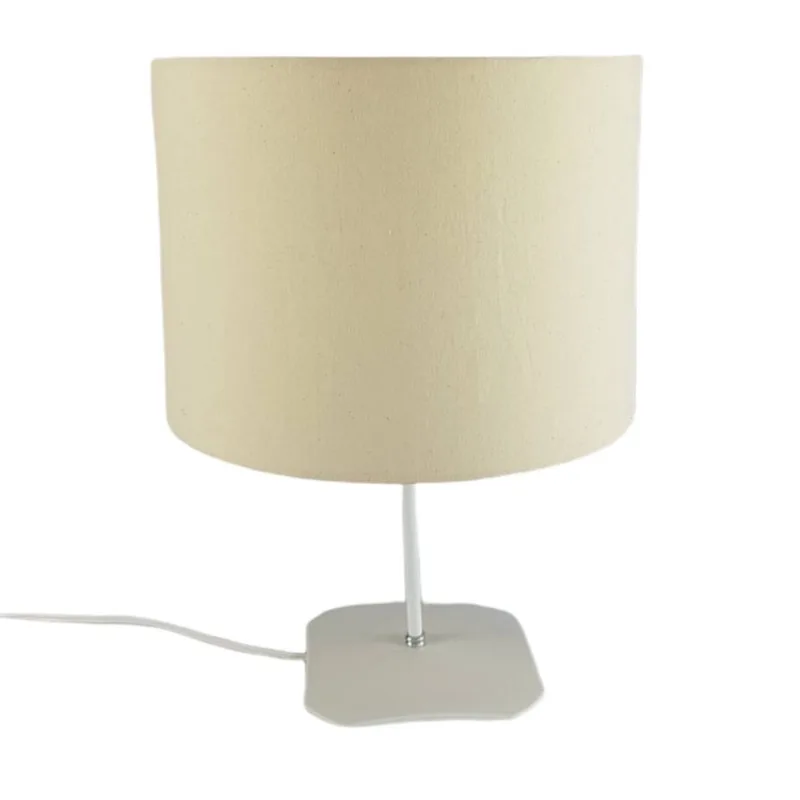 Abajur base quadrada plástico branco cúpula 30x30x22 cru