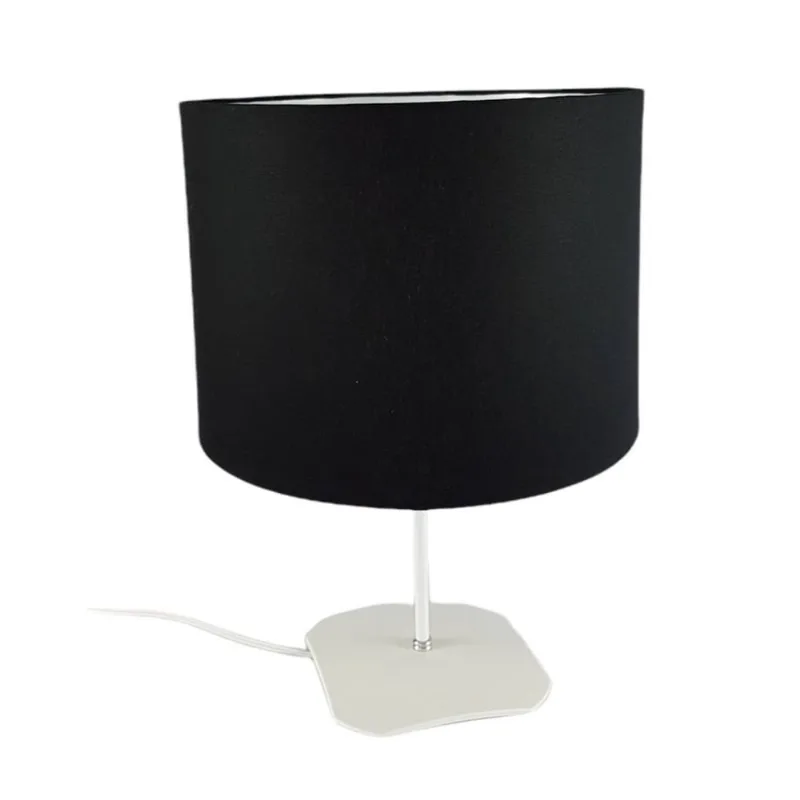 Abajur base quadrada plástico branco cúpula 30x30x22 preta