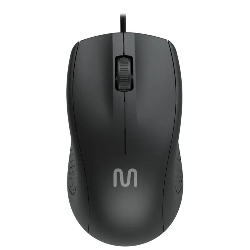 Mouse Com Fio Large Conexão USB 1200 dpi Cabo de 120cm 3 Botões Tamanho Grande Preto - MO308 MO308