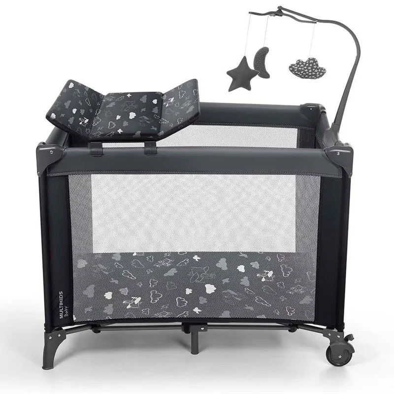 Berço Desmontável Sweet Dreams Cinza Multikids Baby