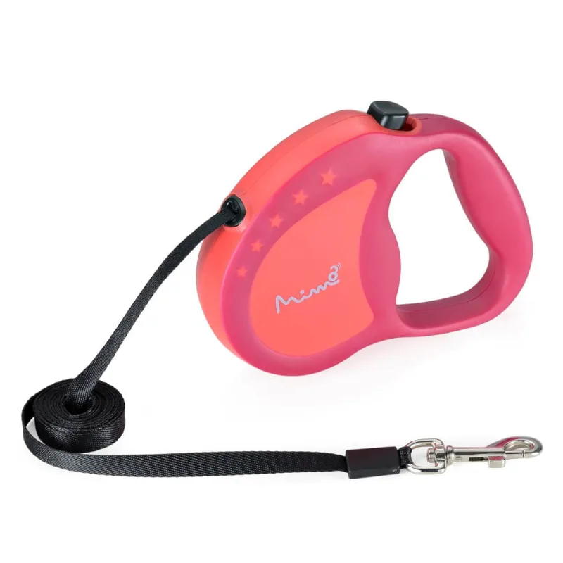 Guia Retrátil Mimo Runner Emborrachada Fita 4 Metros até 12kgs (P) - Vermelho - PP033 PP033