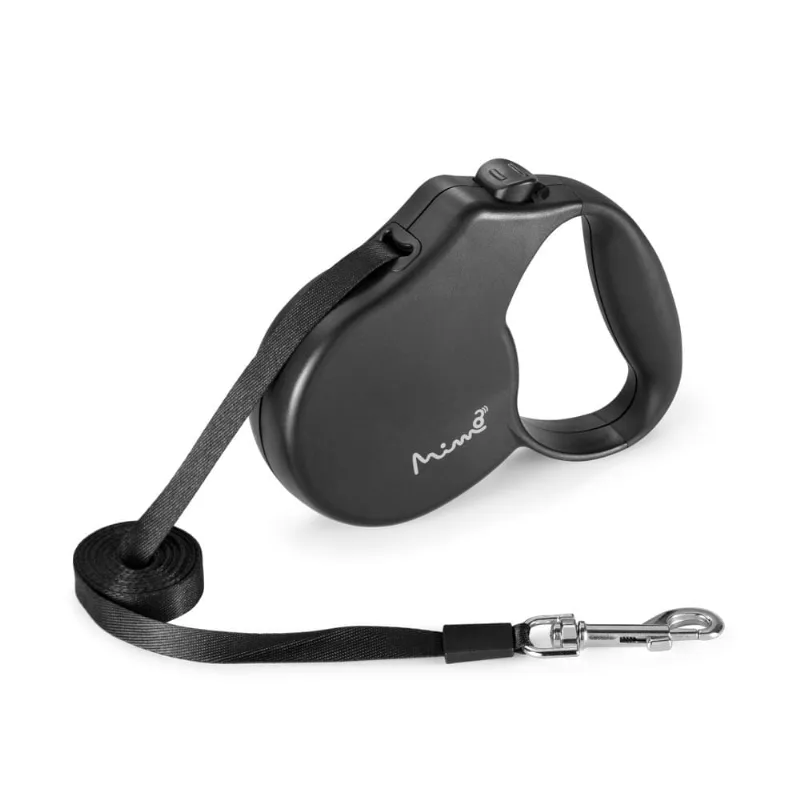 Guia Retrátil Mimo Safe Walk Emborrachada Fita 5 Metros até 18kgs (M) - Preto - PP027 PP027