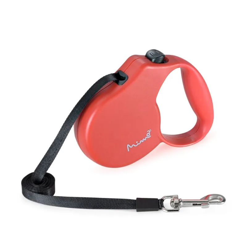 Guia Retrátil Mimo Conceito Safe Walk Emborrachado Fita 5m até 18kg (M) Vermelho - PP028 PP028