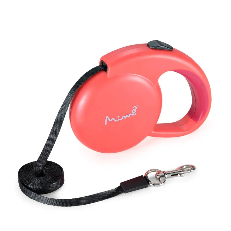 Guia Retrátil Mimo Runner Emborrachada Fita 3 Metros até 8kgs (PP) - Vermelho - PP031 PP031