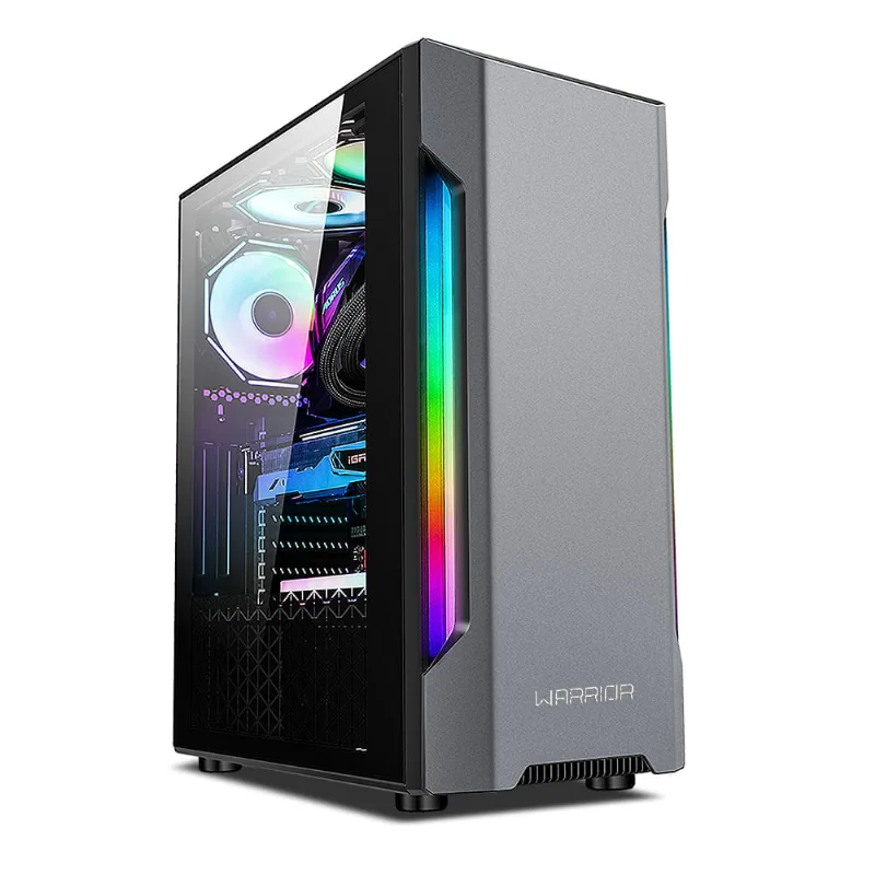 Gabinete Gamer Mohawk RGB Preto/Prata Warrior - GA215 GA215