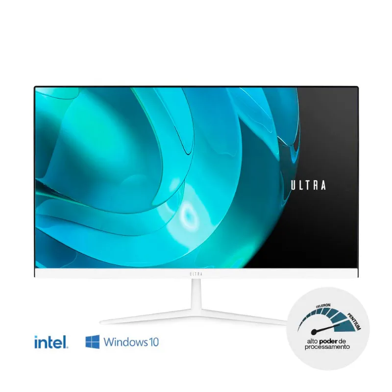 All in One Ultra, com Windows 10 Home, Processador Intel Pentium, Memoria 4GB RAM e 120GB SSD, Tela 23,8 Pol. HD, Branco - UB820 UB820