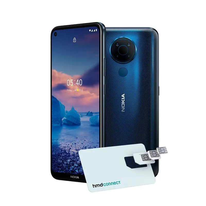 Smartphone Nokia 5,4 128GB, 4GB RAM, Tela 6,39 Pol, Câm Quádrupla com IA + Lentes Ultra-Wide + Cartão SIM HMD Connect - Azul - NK030 NK030