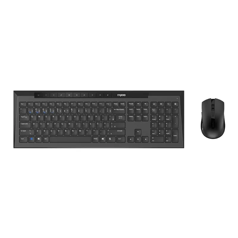 Kit Rapoo Teclado e Mouse Sem Fio Bt+2.4Ghz Preto 5 Anos de Garantia 8200M - RA038 RA038