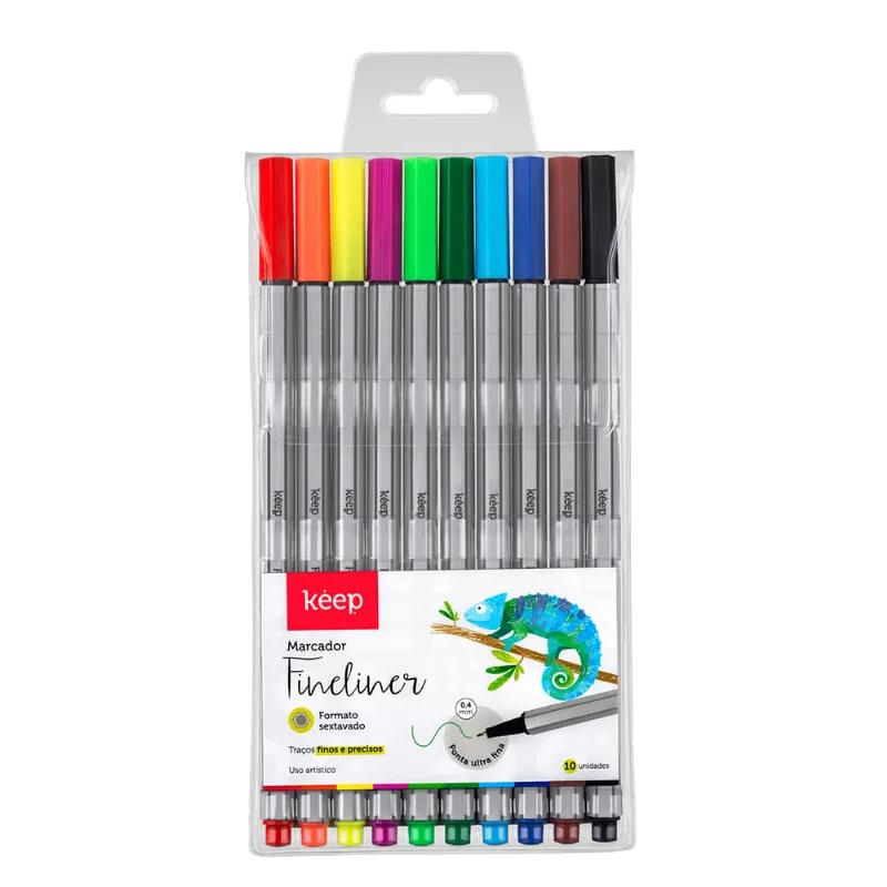Caneta Marcador Artístico Fineliner 0.4mm c/10 Unidades Keep - MR053 MR053