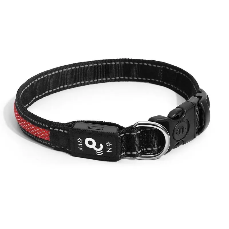 Coleira Led 3 Funções Tamanho P Mimo Preto E Vermelho