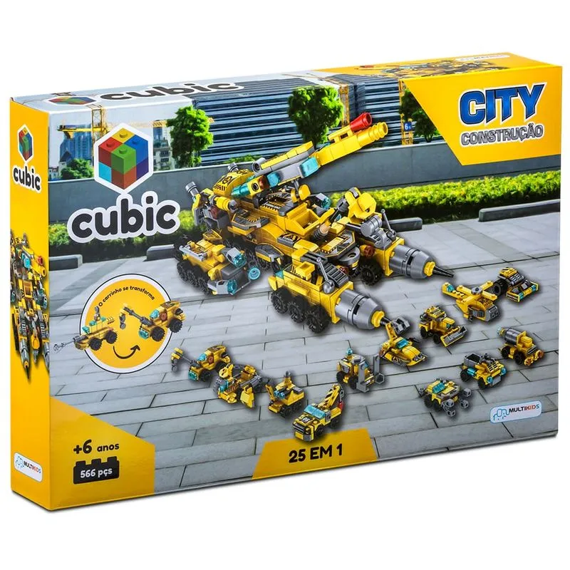 Blocos de Montar Cubic 25 em 1 Construção 566 Peças Multikids - BR1621 BR1621