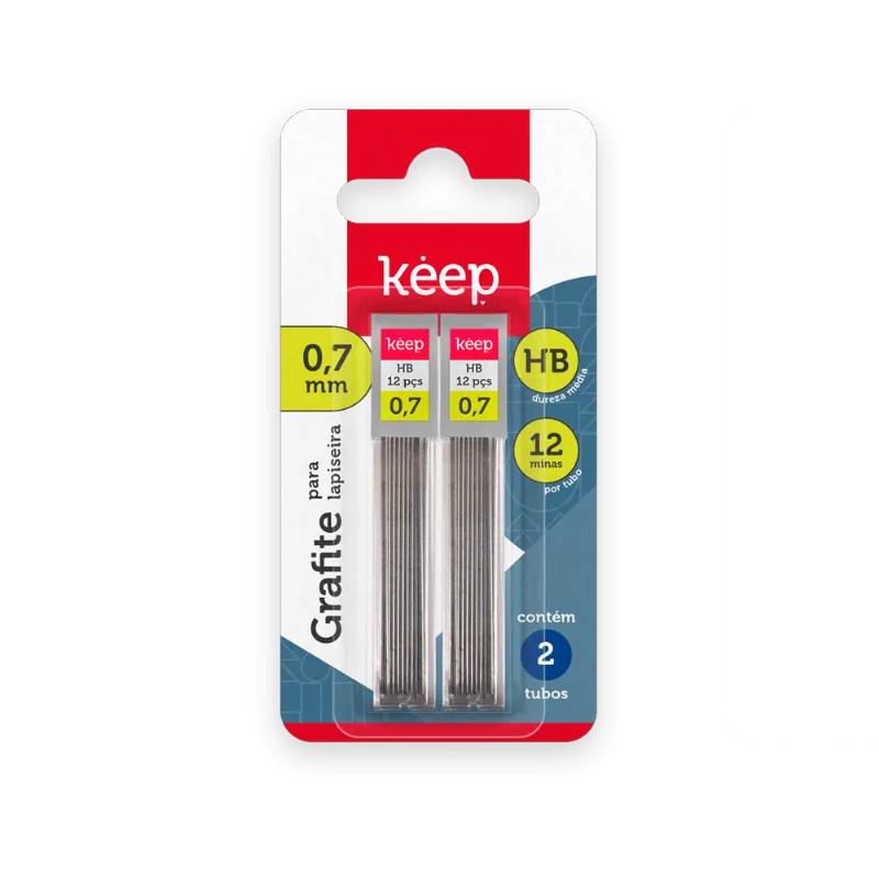 Tubo de Grafite HB 0,7mm Blister c/ 2 Tubos Keep - EI123 EI123