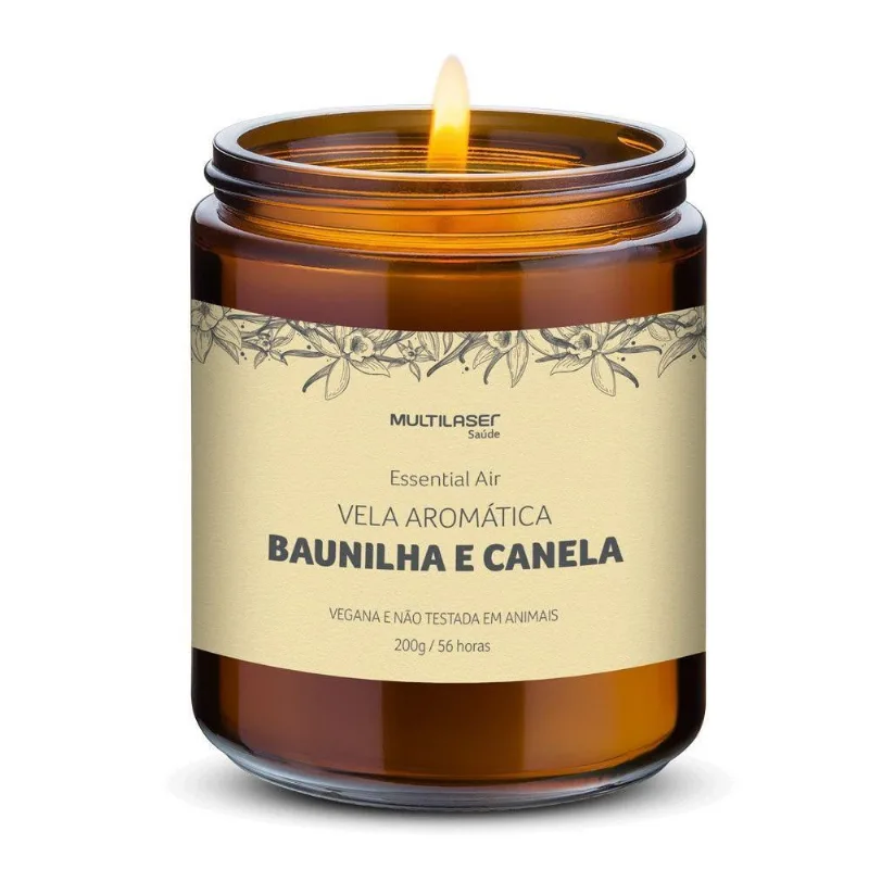 Vela Aromática De Baunilha E Canela 200g Multilaser Hc525