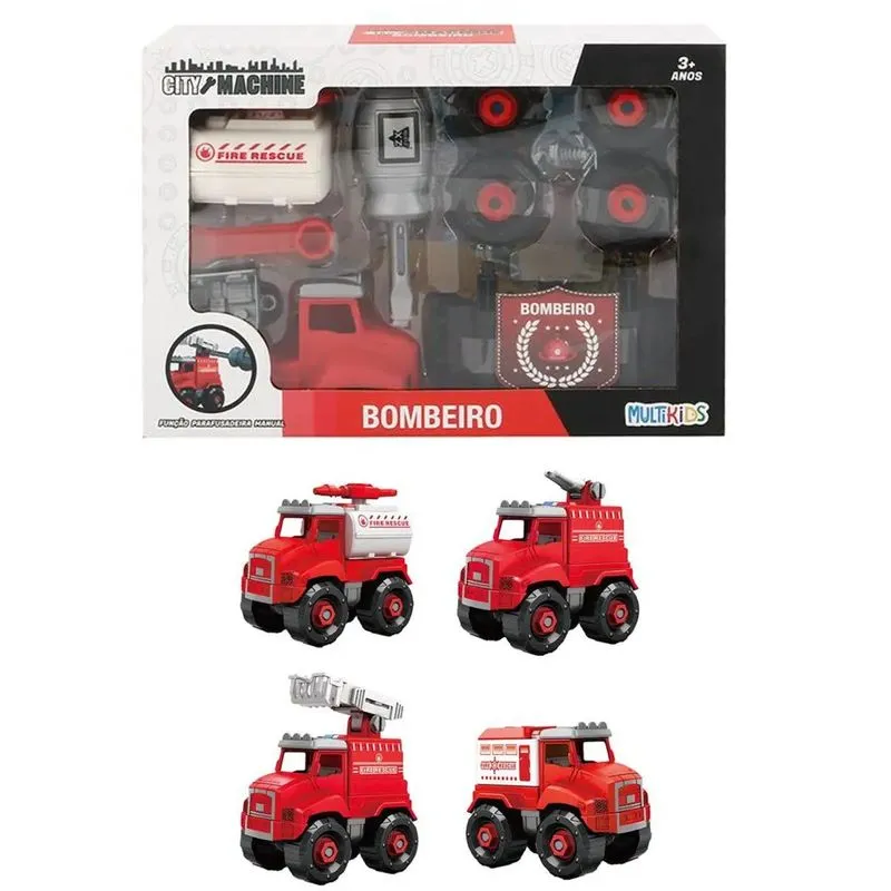 Brinquedo Monte Seu Veículo City Machine Bombeiro Multikids
