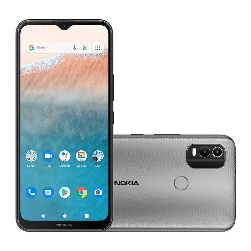 Smartphone Nokia C21 Plus 4G 128 GB Tela HD+ 6,5" Câm Dupla 13MP Android Capa/Película/Fone/Carregador Cinza - NK098 NK098