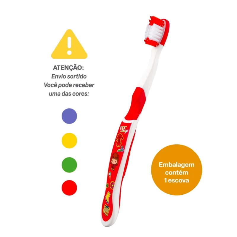 Escova de Dente Kids DPA 3+ com 1 Unidade (Cores Sortidas) Multi Saúde - HC580 HC580
