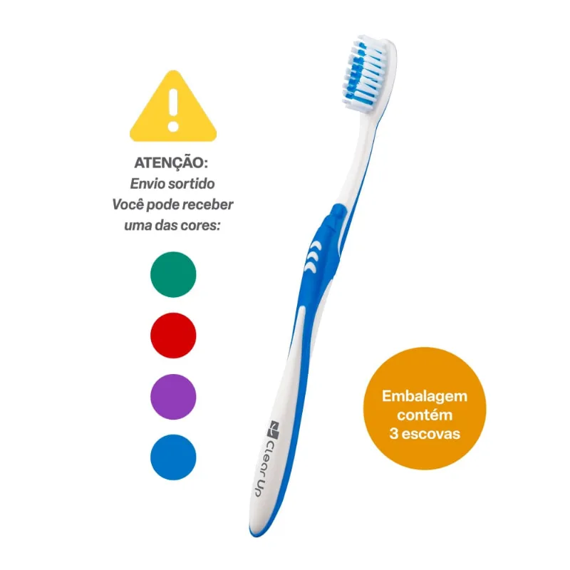 Escova de Dente Extreme Clear Up com 3 Unidades (Cores Sortidas) Multi Saúde - HC589 HC589