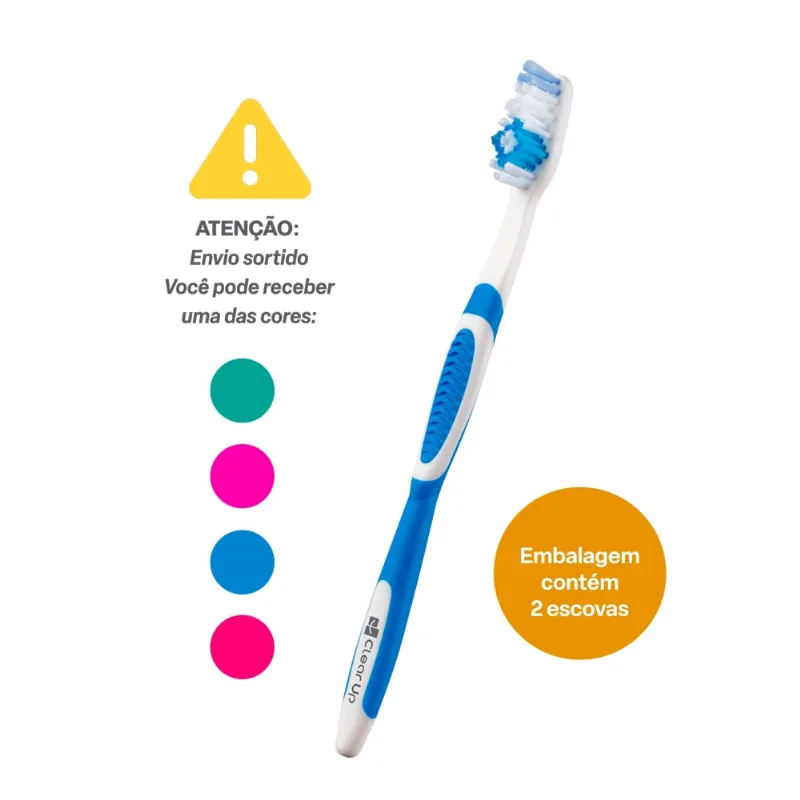 Escova de Dente Complete Clear Up com 2 Unidades (Cores Sortidas) Multi Saúde - HC591 HC591