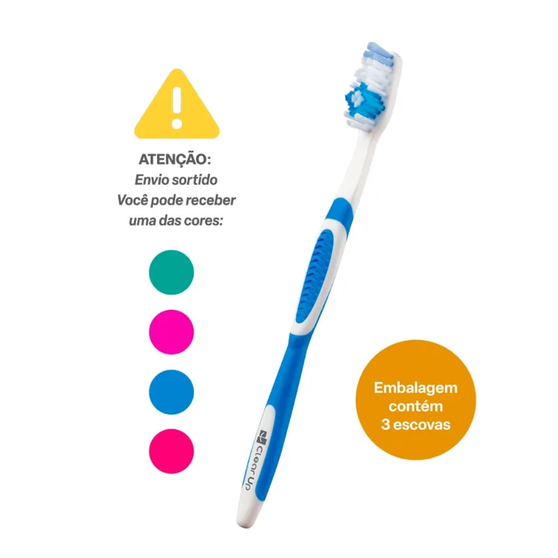 Escova de Dente Complete Clear Up com 3 Unidades (Cores Sortidas) Multi Saúde - HC592 HC592