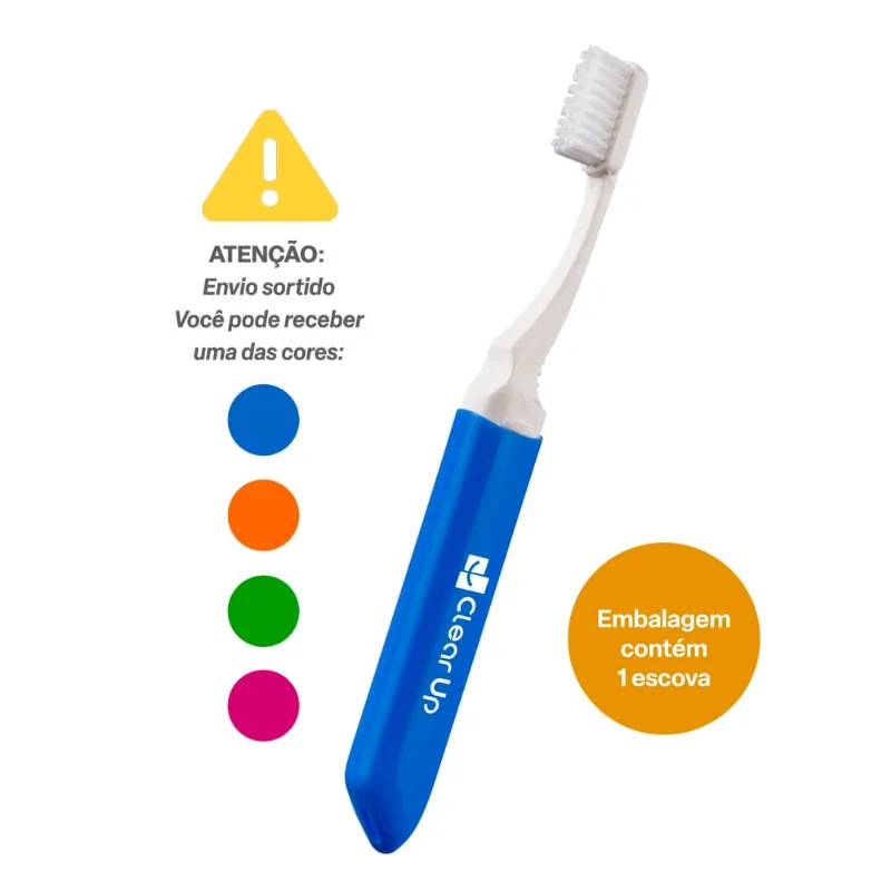 Escova de Dente Travel Clear Up com 1 Unidade (Cores Sortidas) Multi Saúde - HC596 HC596