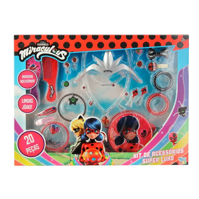 Miraculous Ladybug Kit de Acessórios Super Luxo 20Pcs Multikids - BR1765