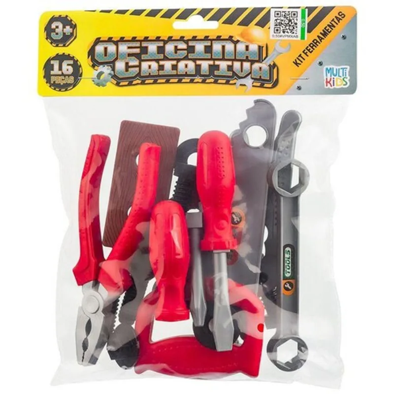 Oficina Criativa - Kit Ferramentas Vermelha com 16 Peças - Multikids