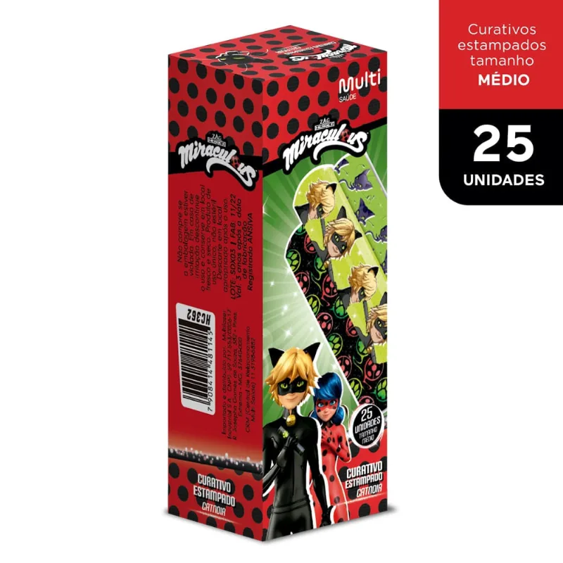 Curativo Estampado Cat Noir Caixa com 25 unidades Miraculous - HC362 HC362