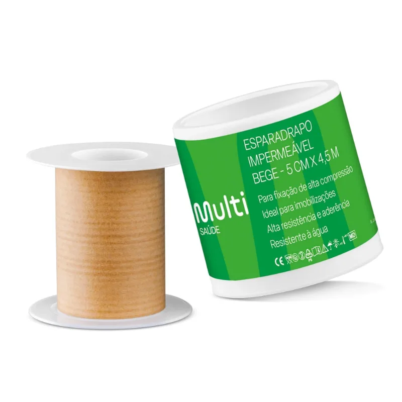 Esparadrapo Bege - Hipoalergênico - 5 cm x 4,5 m - Multi Saúde - HC672 HC672