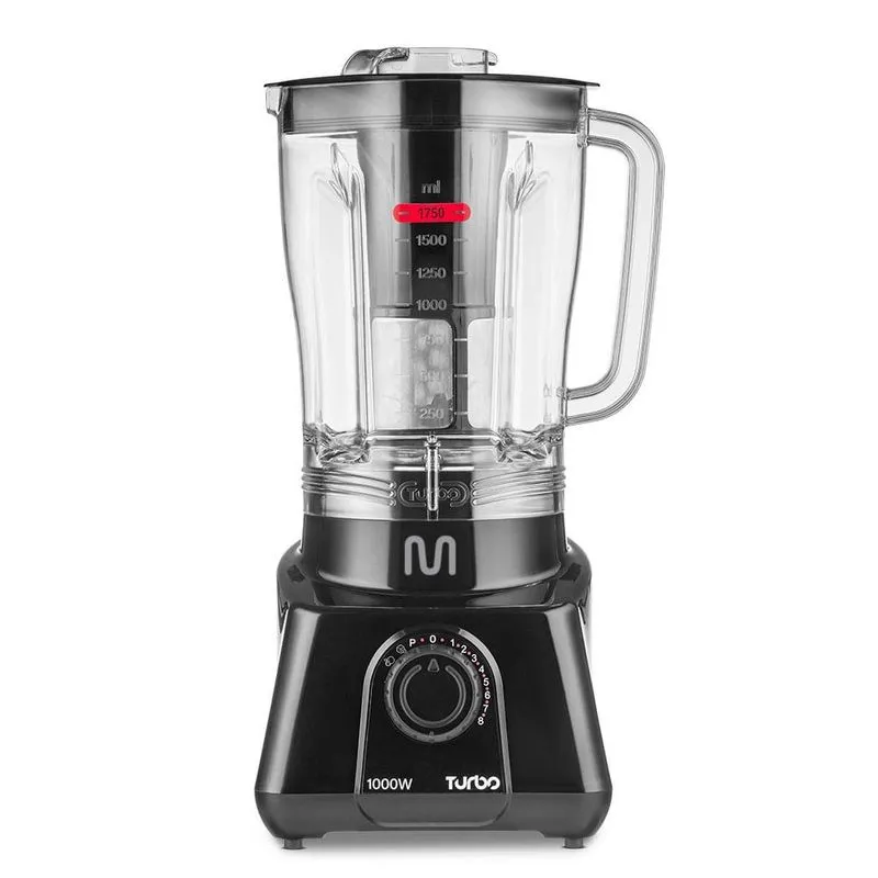 Liquidificador 2,6l turbo preto 1000w-127v c/ 8 velocidades multi home - lq1001