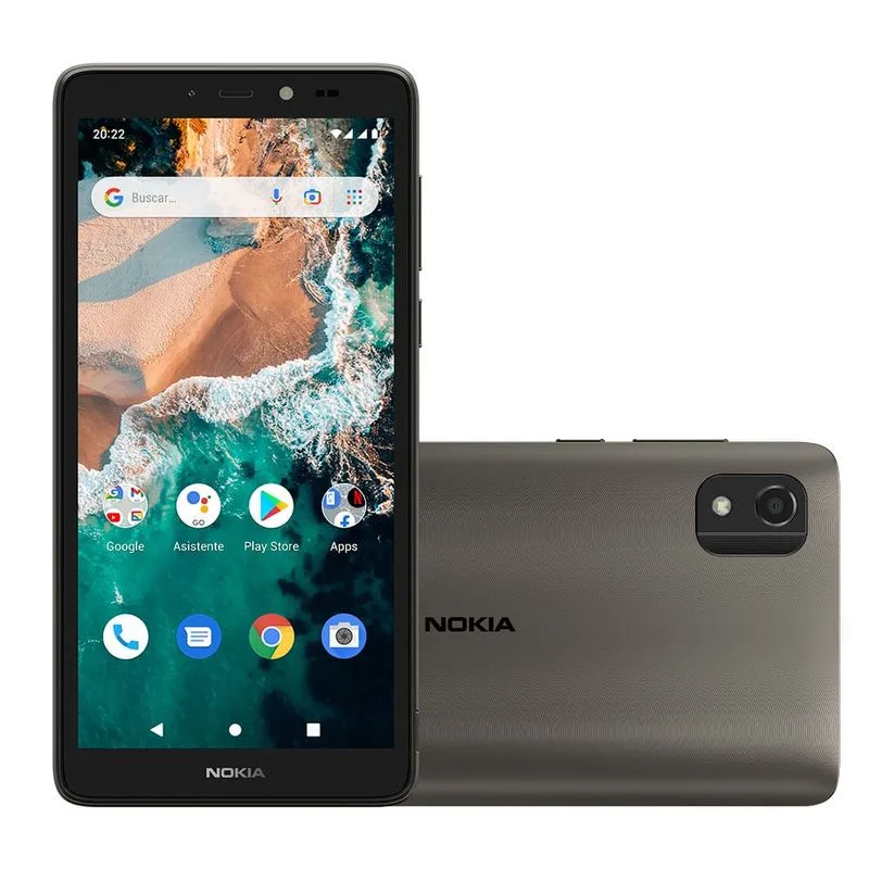 Smartphone Nokia C2 2nd Edition 4G 64 GB Tela 5,7" Câmera com IA Android Desbloqueio Facial + Capa/Película/Fone/Carregador - Cinza - NK109 NK109