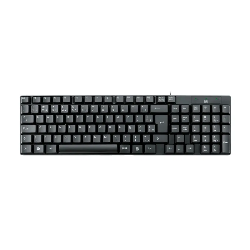 Teclado com Fio Compacto PS2 Cabo de 130cm Resistente Água Preto Multilaser - TC298 TC298
